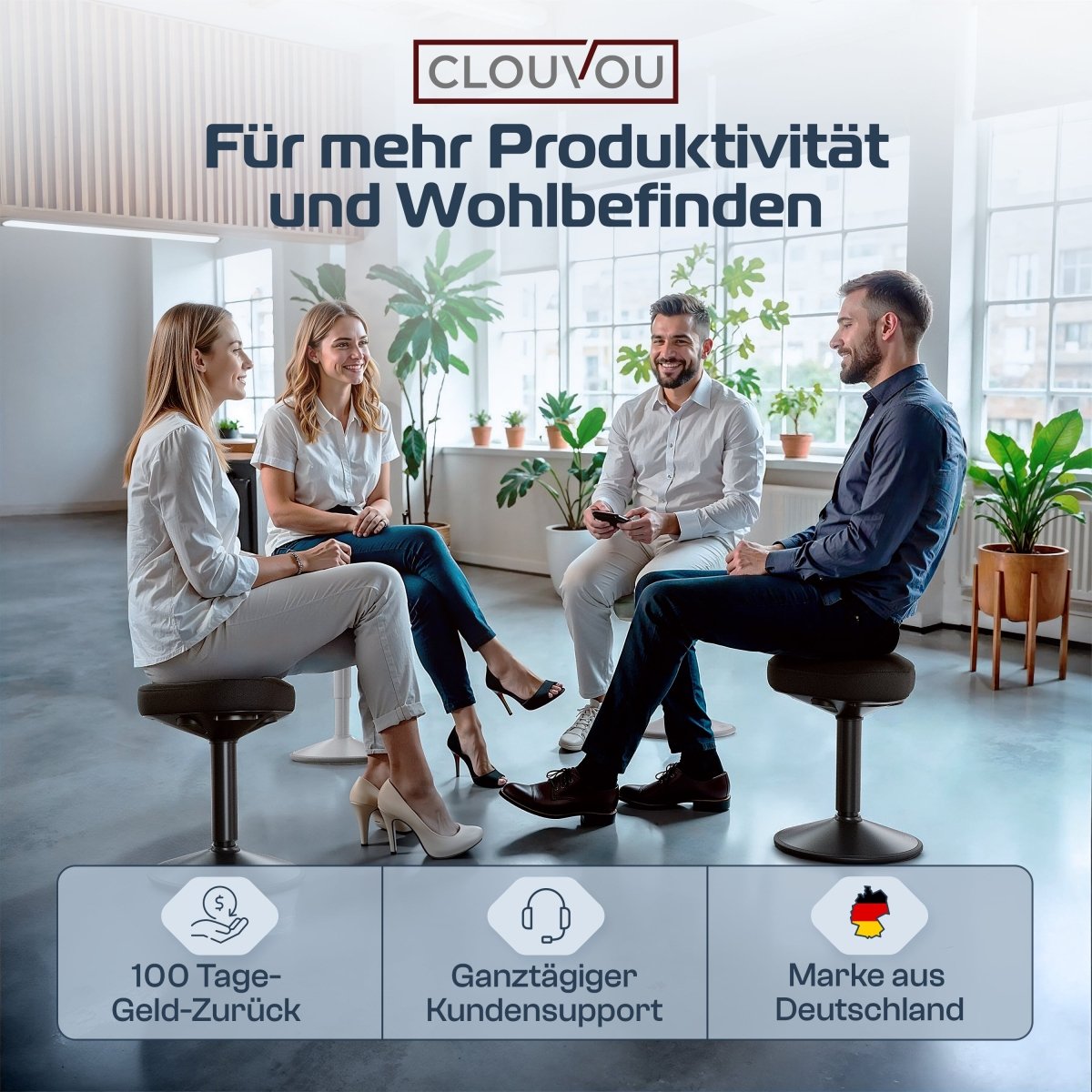 CLOUVOU Nexus - Ergonomischer Hocker „Eine stilvolle neue Art des Sitzens“ - Clouvou #farbe_schwarz