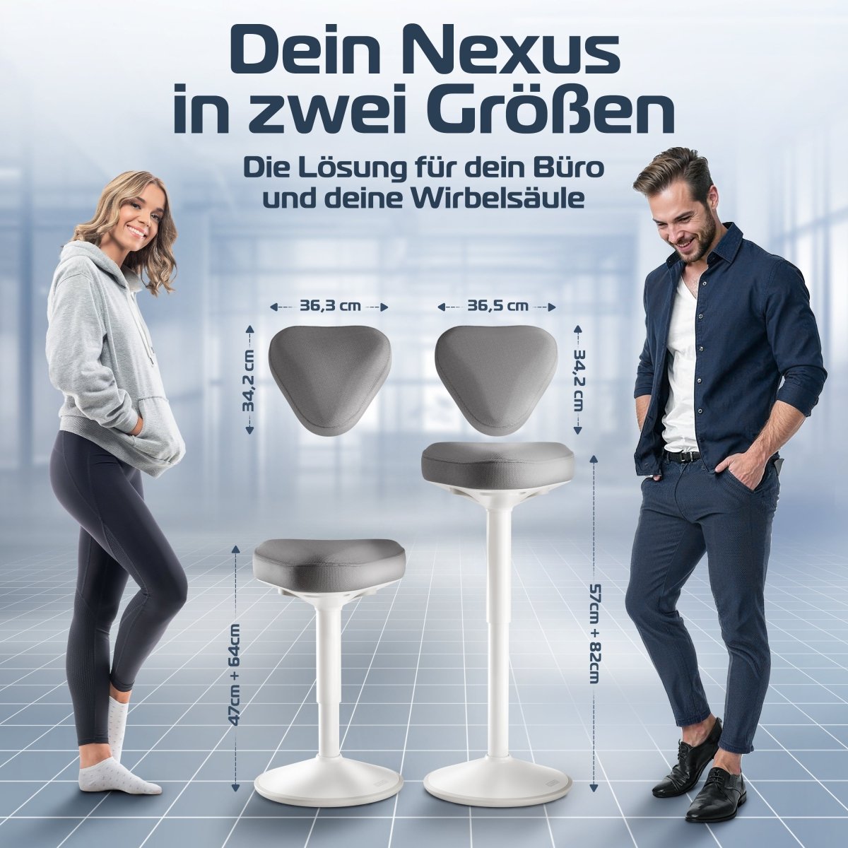 CLOUVOU Nexus - ergonomischer Hocker „Eine stilvolle neue Art des Sitzens“ - Clouvou#farbe_grau