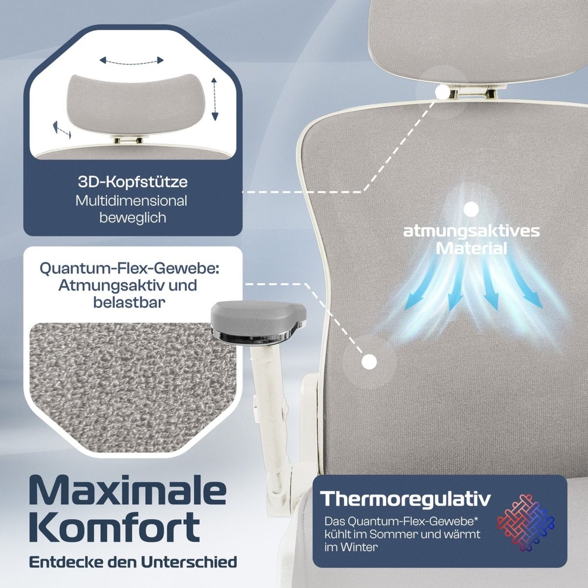 CLOUVOU PowerSeat - Ergonomischer extra breiter Bürostuhl - Clouvou Creme