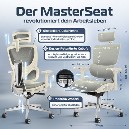 CLOUVOU MasterSeat – Ergonomischer Bürostuhl "Sitzen wie ein König – Komfort neu definiert" - Clouvou#farbe_creme